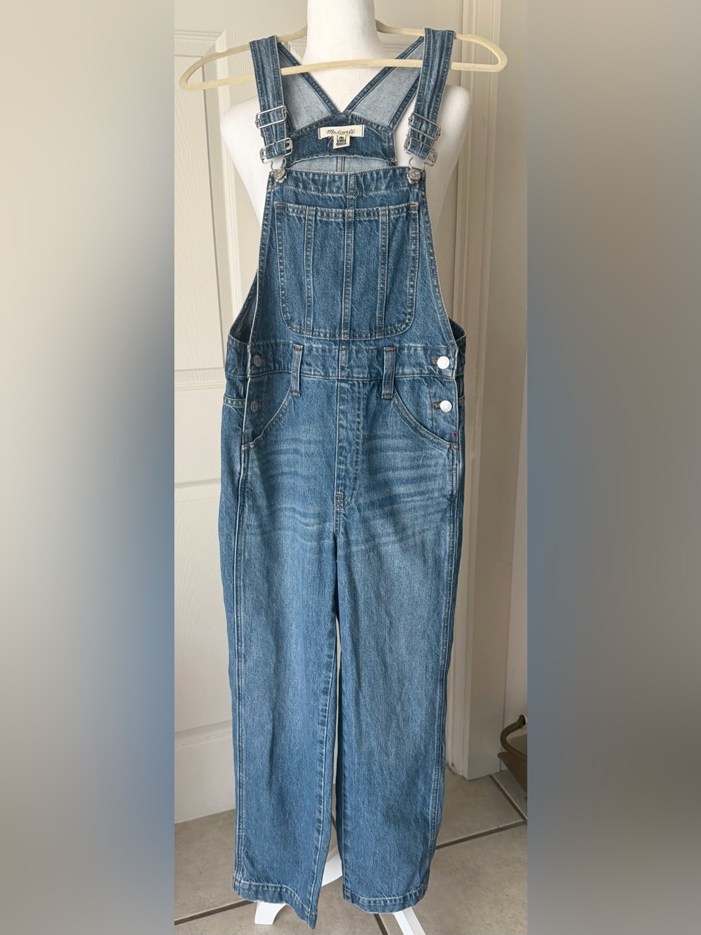 Madewell Blue Denim Straight-Leg Overalls